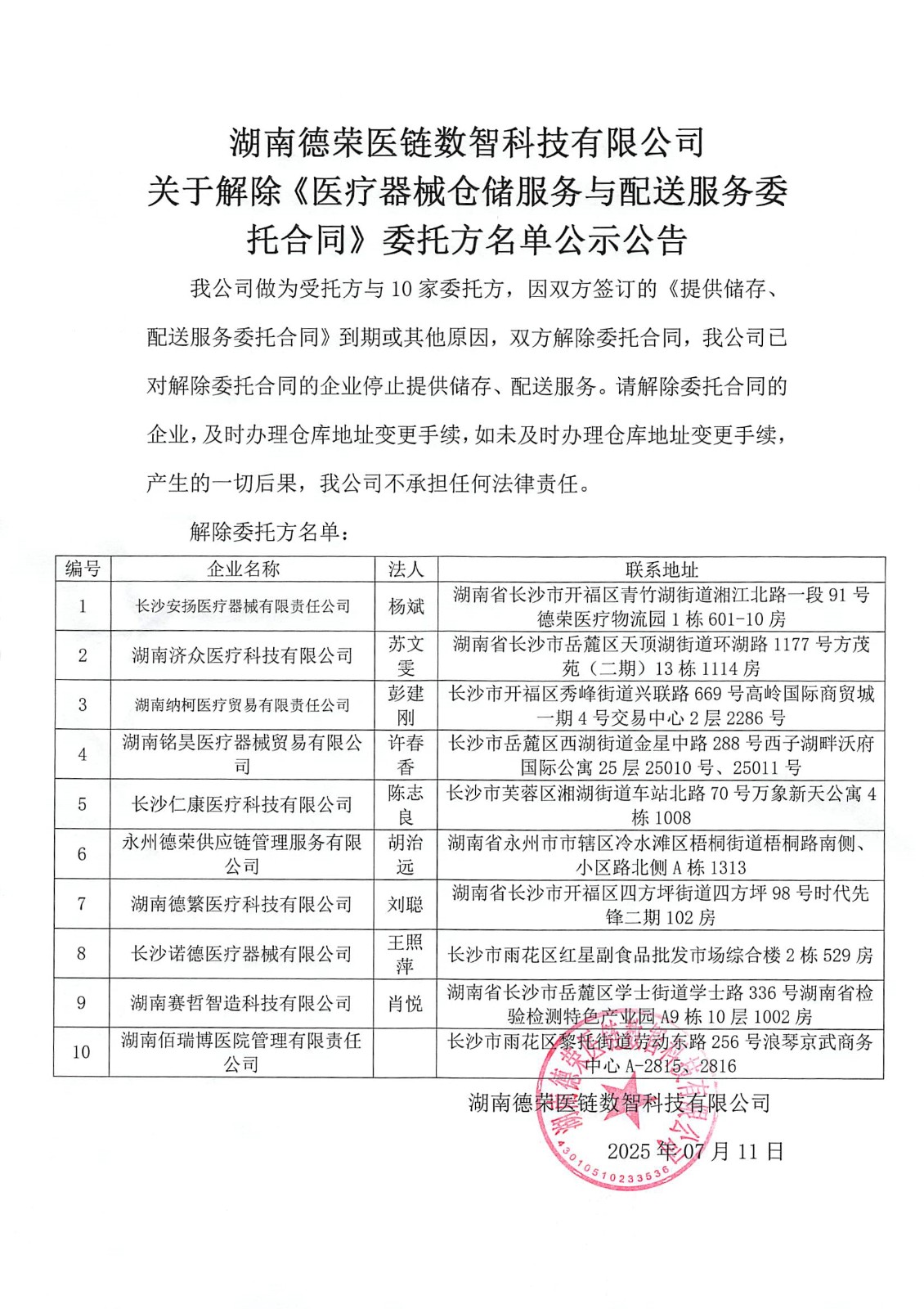 （已盖章）湖南luck18官方公告器械物流配送服务有限公司取消合作客户20250711(1).jpg